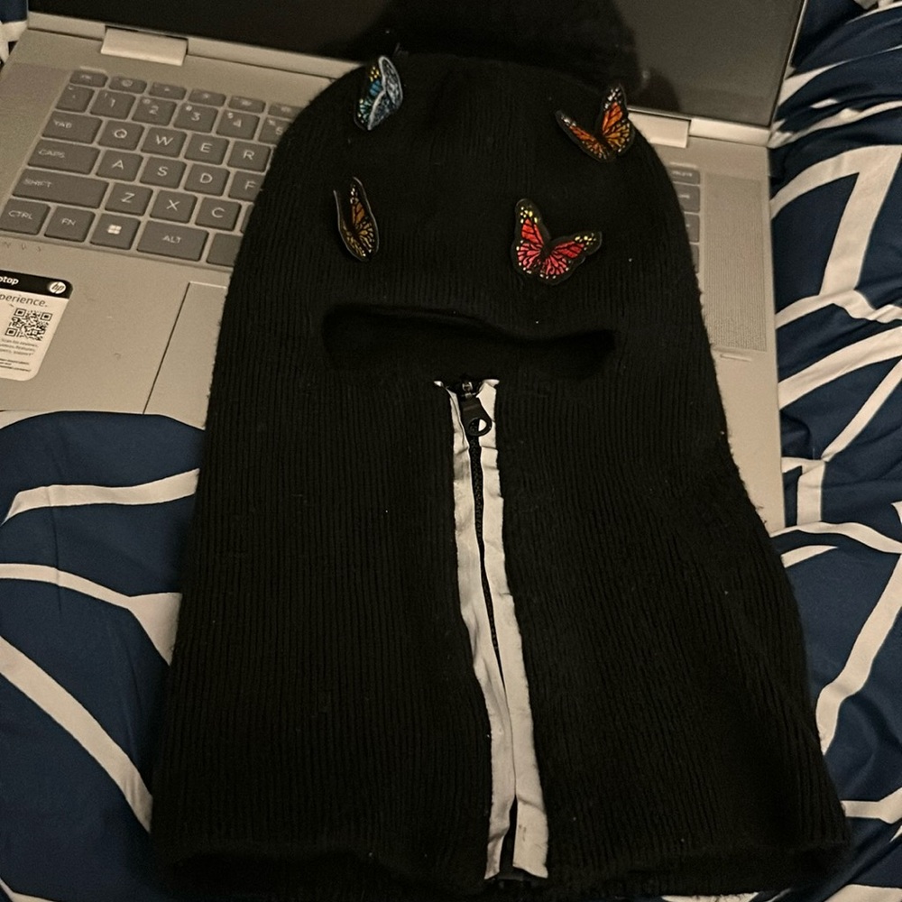 Black Butterfly embedded zip up balaclava reflective